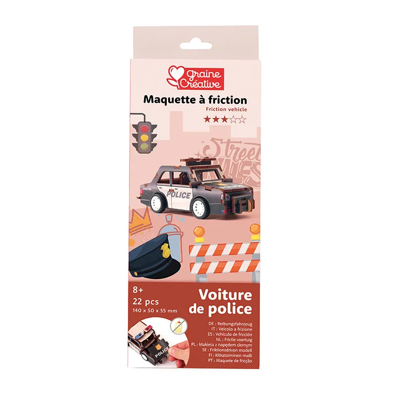 Maquette 3D bois Véhicule police - 8+-0