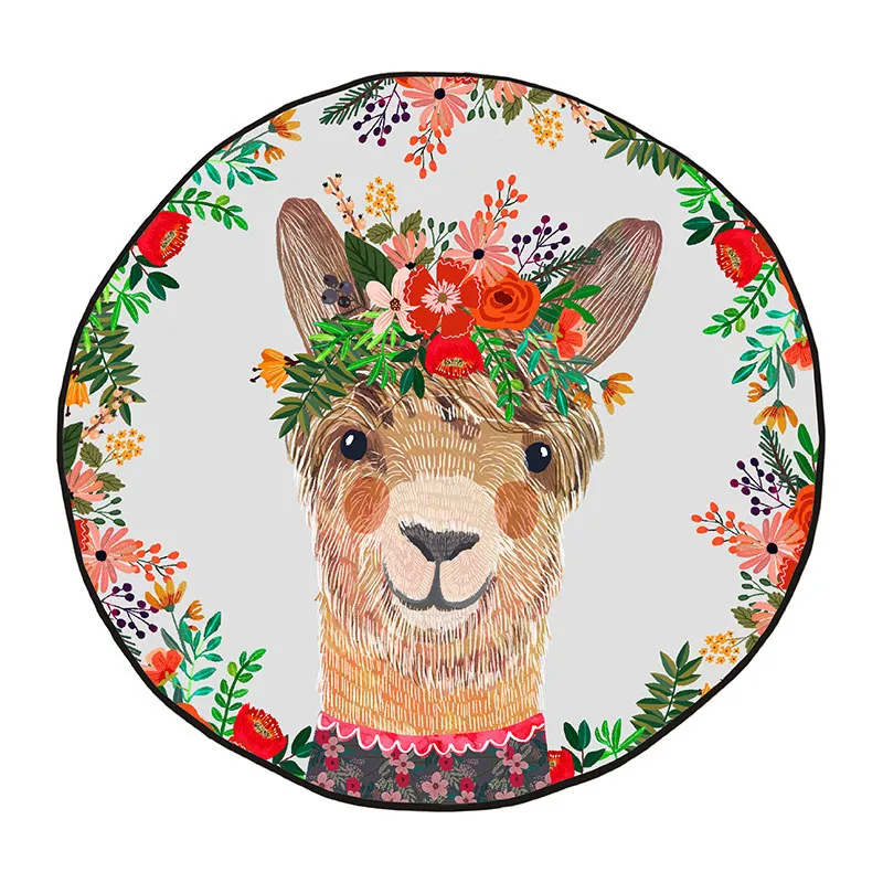 Tapis de jeu Lama floral - Ø120cm-1