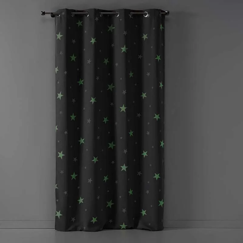 Rideau à oeillets occultant Fluo night Gris - 140x240cm-1