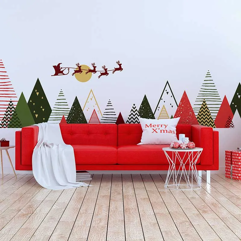 Stickers - Montagnes scandi. de Noël Rouge/Noir-1