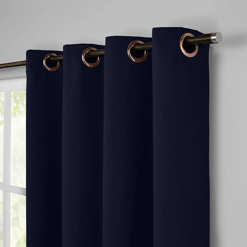 Rideau Lin lavé Bleu marine - 140x280cm - LIN & CO-0