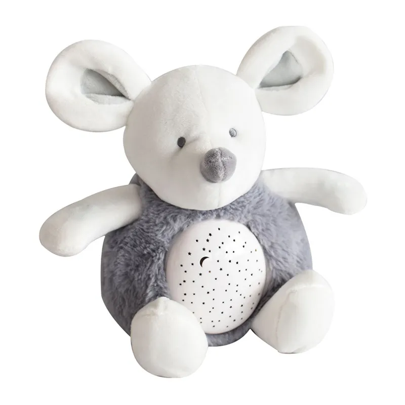 Veilleuse peluche Souris Blanc/Gris - 20cm-0