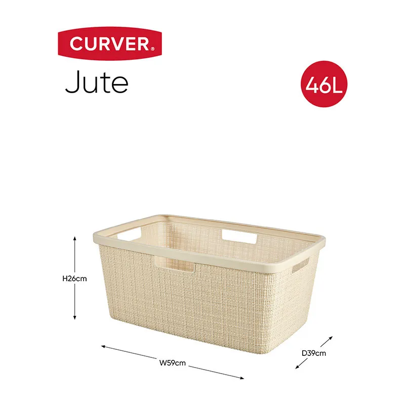 Corbeille à linge jute 70% recyclé Blanc - 46L-6