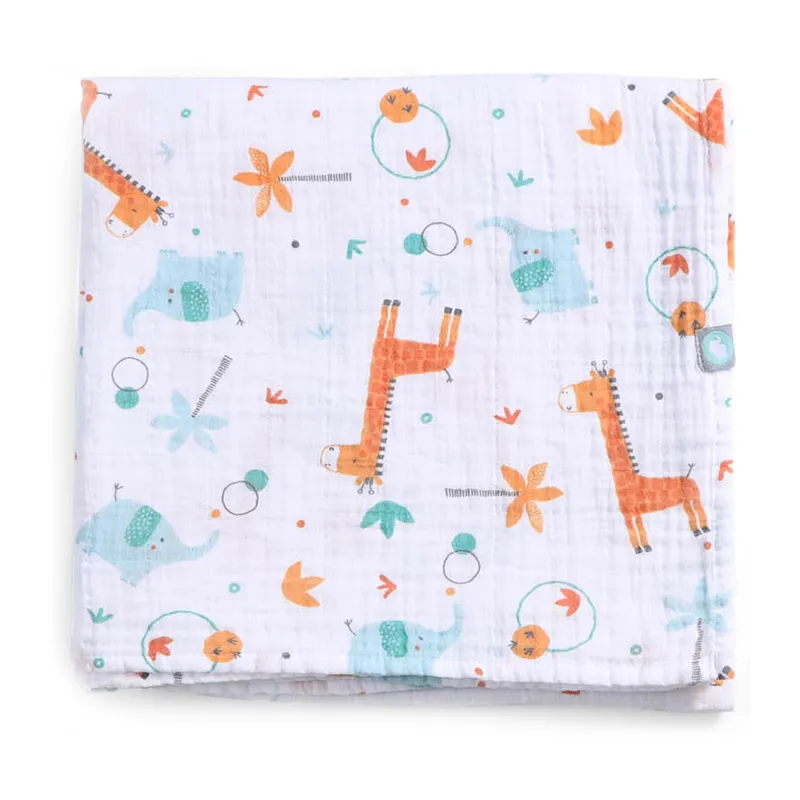 Plaid Coton Girafe Bleu - 120x120cm-0
