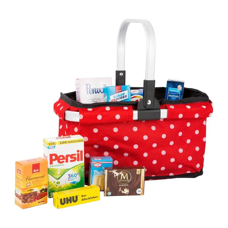 Panier tissu rouge à pois + miniatures - 36m+-1