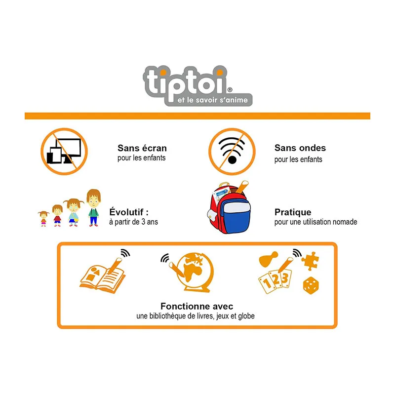 Coffret Lecteur interactif + Livre Dino Tiptoi - 4+-5
