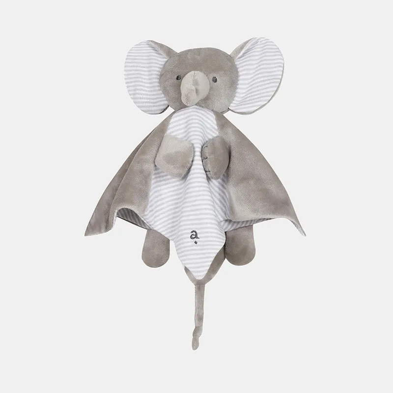 Doudou plat Éléphant Mixte - Gris chiné-0