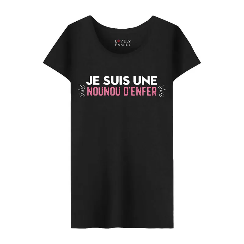 T-shirt Femme Je suis une nounou d'enfer BIO - Noir-0