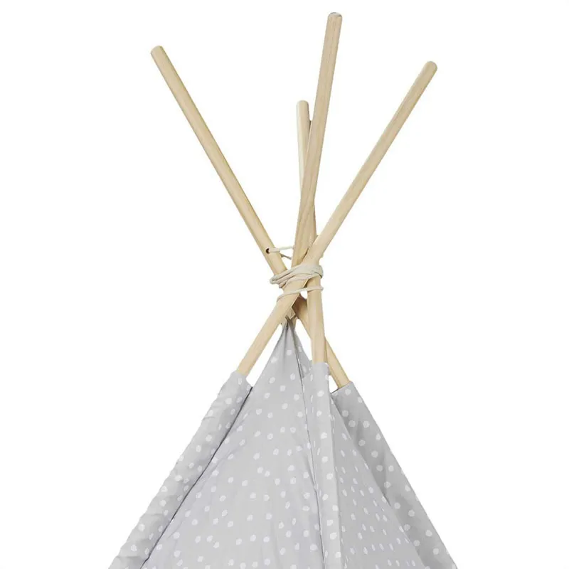 Tipi Gris Taupe/Blanc/Bois - 120x120x160cm-4