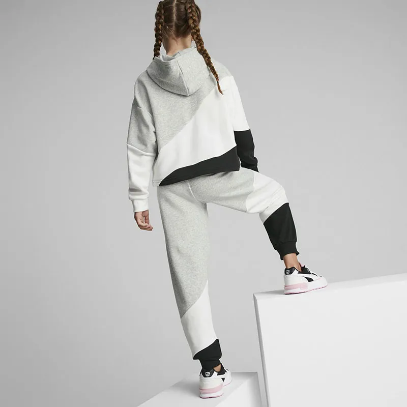 Jogging Fille Power Colorblock Puma - Gris/Blanc/Noir-5