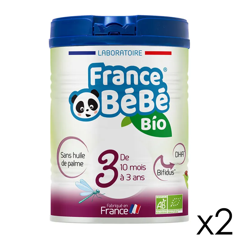 2x800g Boîtes Lait en poudre BIO 3ème Âge - 10m+-0