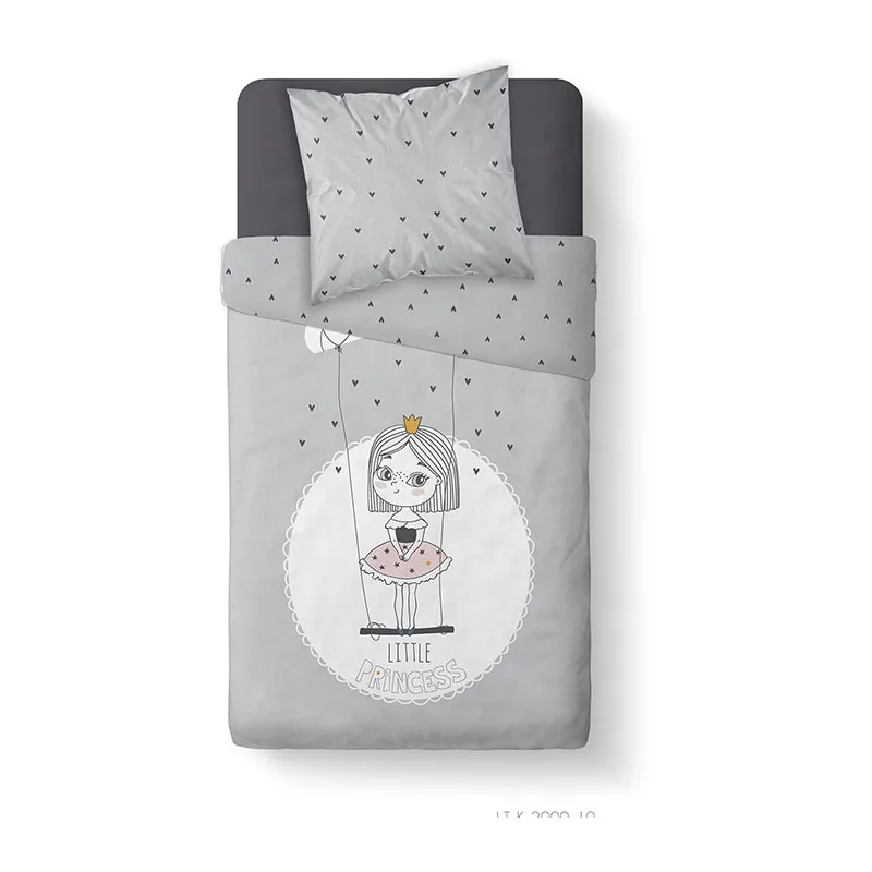 Parure 2pcs Coton Ballerine Gris/Rose - 140x200cm-1