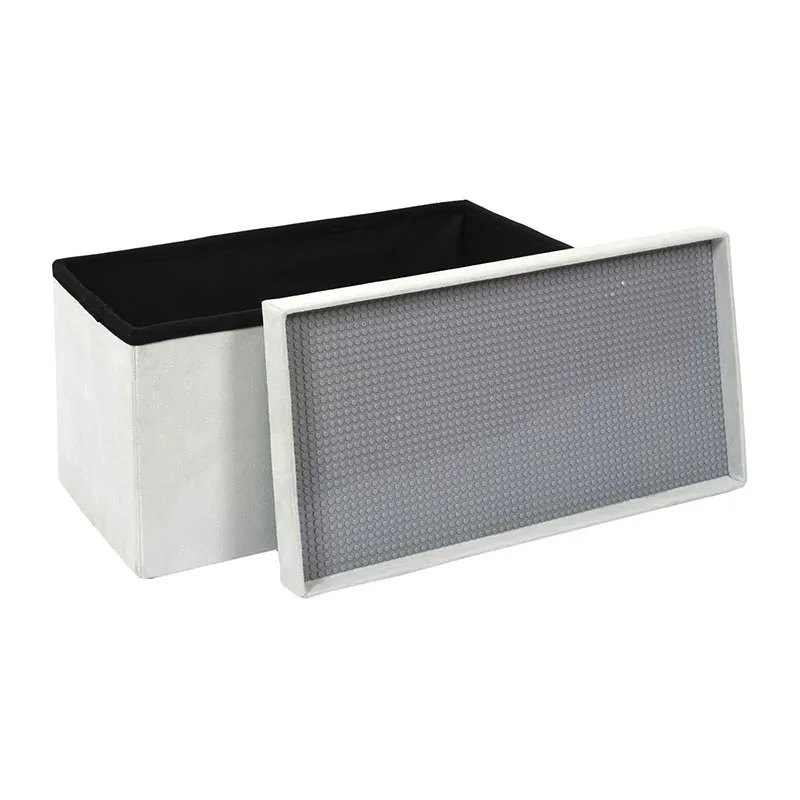 Coffre banc pliable Comp. Brique Gris - 52x27x30cm-4