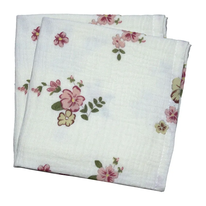 2 Langes carrés Mousseline Fleurs - 72x72cm-0