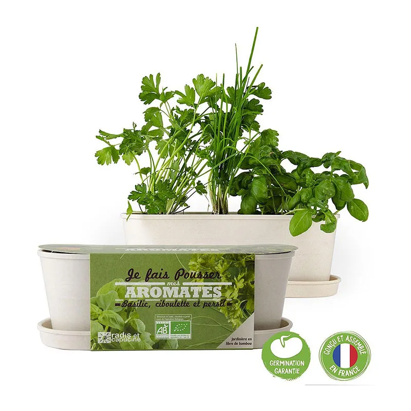 Jardinière bambou Aromates - 27x10x11cm-0
