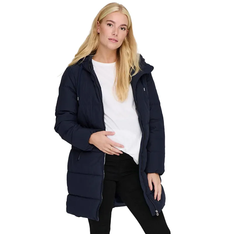 Doudoune longue de grossesse Dolly - Bleu marine-1