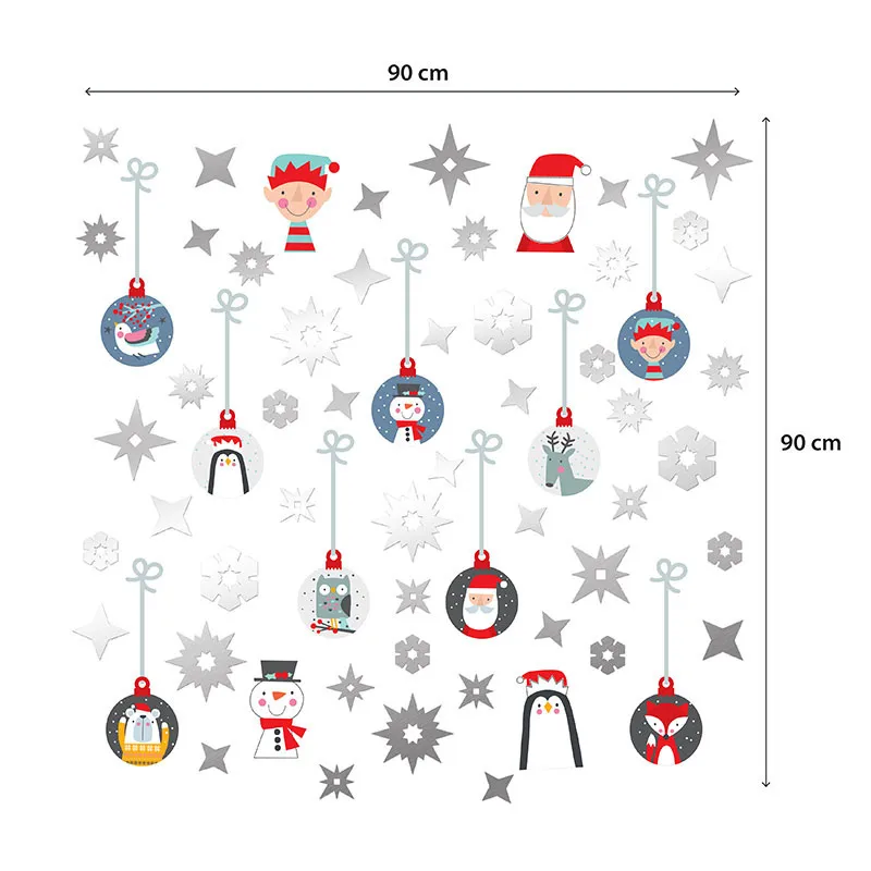 Stickers - Boules, étoiles argent & personnages de Noël-3