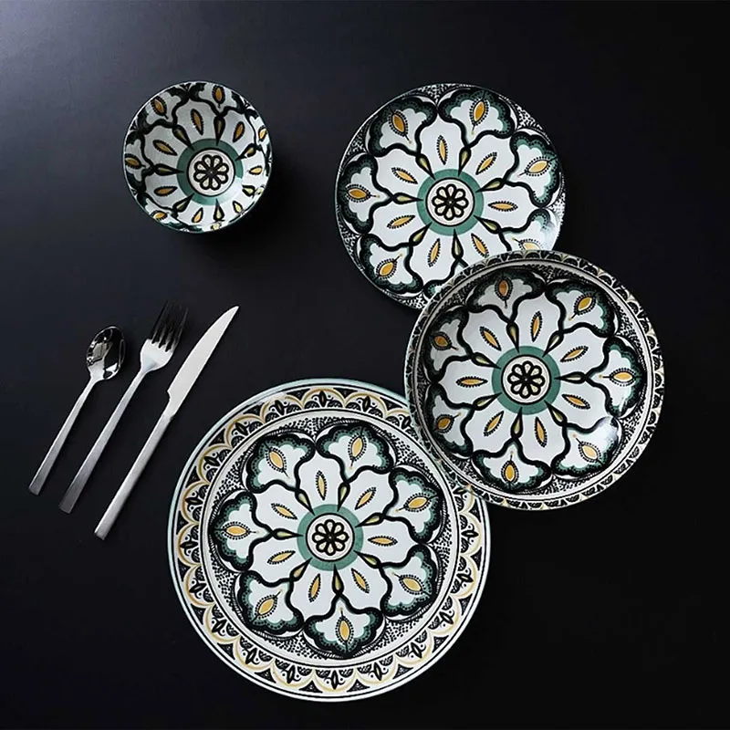 6 Assiettes Mandala Vert - ø19cm-1