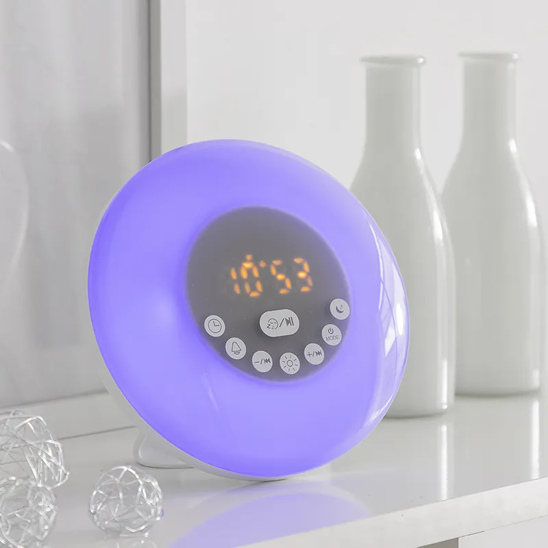 Réveil matin rechargeable avec enceinte - ø16x9cm-4