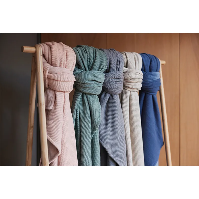 Couverture Basic Knit Rose pâle & Polaire - 100x150cm-6