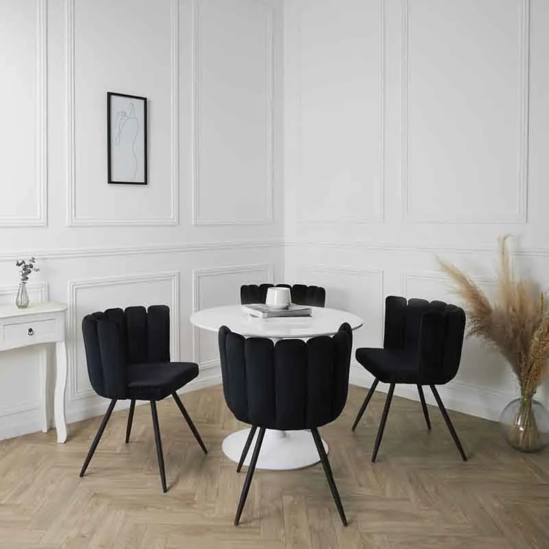 2 Chaises velours Ariel Noir - 59.5x47.5x79cm-1