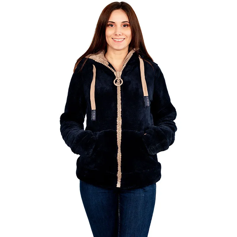 Veste polaire à oreilles Sweety Femme - Noir/Camel - NIRVANA-1