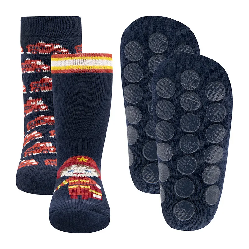 2 paires Chaussettes antidér. Pompier - Marine/Rouge-0