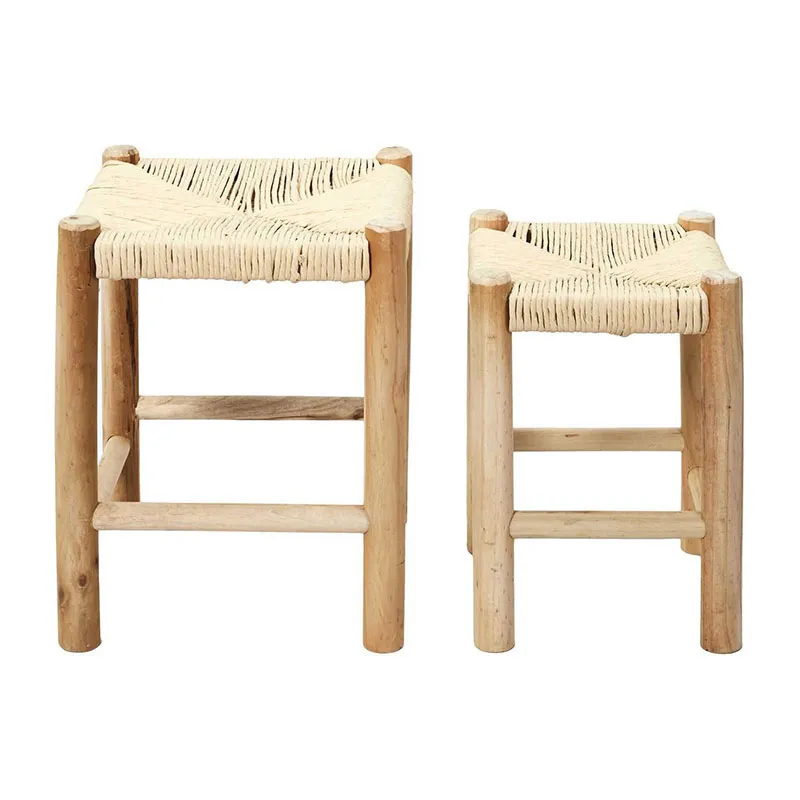 2 Tabourets Gigognes Hamram Bois - 31,5x39,5x31,5cm-2