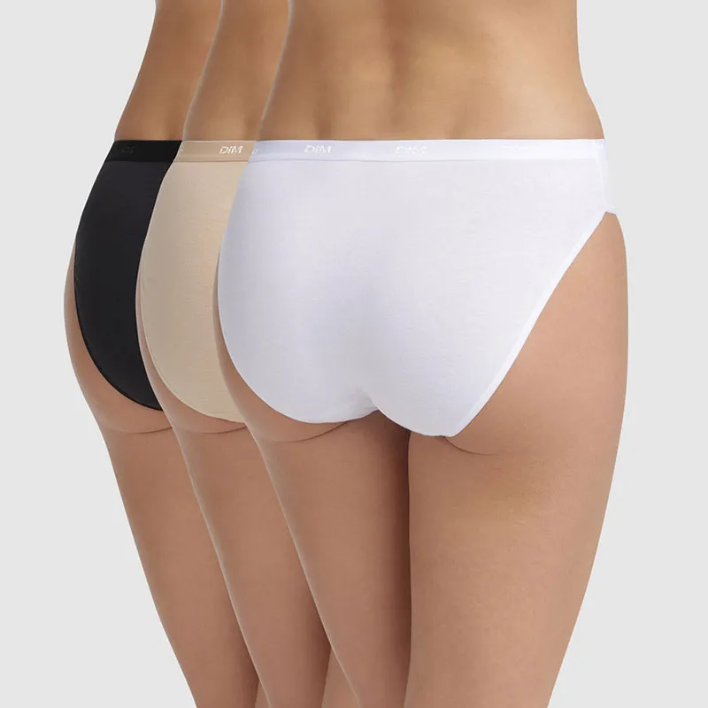 3 Culottes Femme EcoDim Pocket Coton - Blanc/Noir/Beige-1