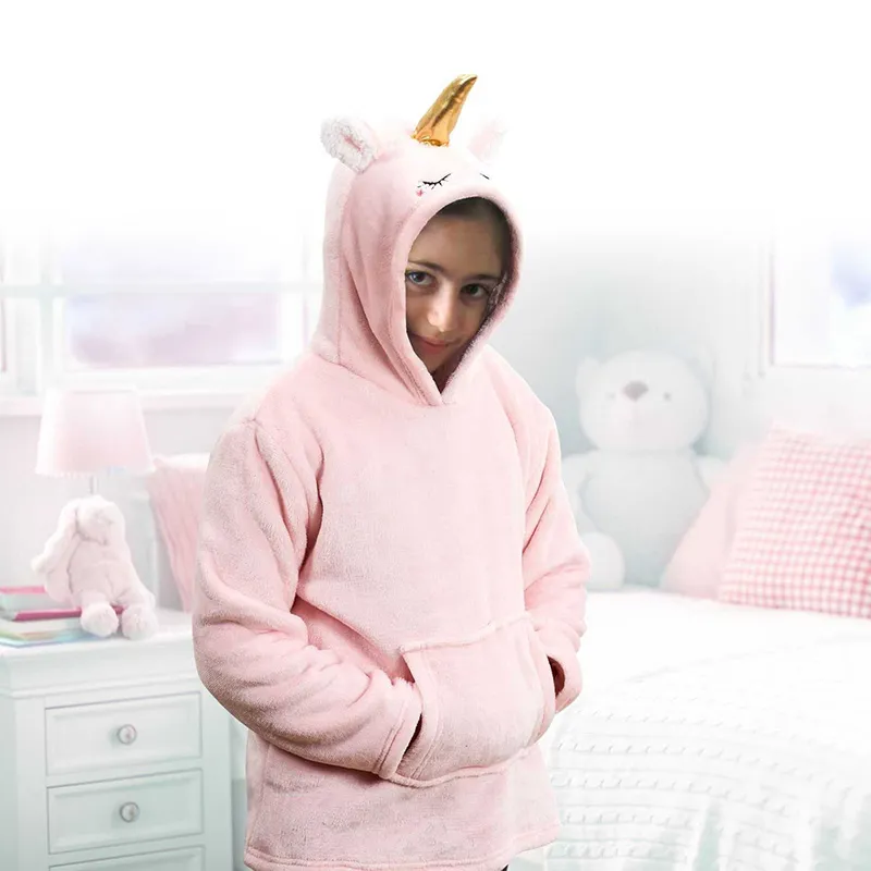 Sweat à capuche enfant Licorne Rose - 6-9ans-1