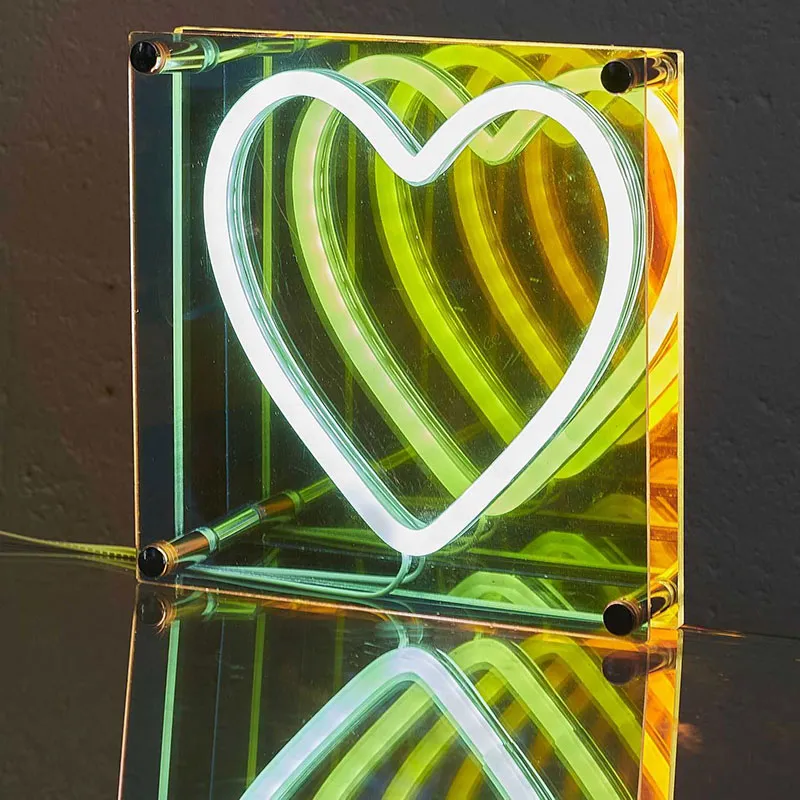 Lampe acrylique LED effet Néon Cœur - 18x18x3cm-0