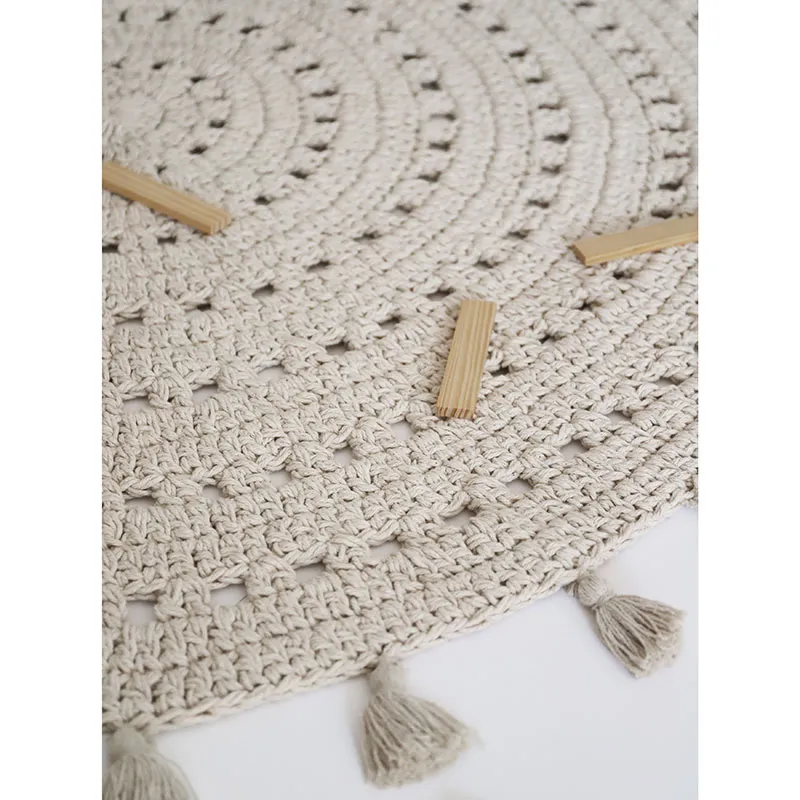 Tapis crochet Coton Nila Ecru - ø120cm-4