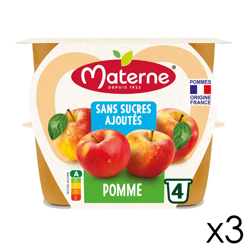 12 Compotes Coupelles Sans Sucres Ajoutés Pomme - 12x100g-0