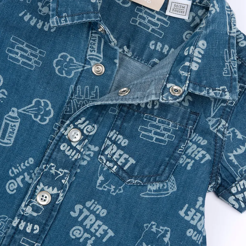 Chemise MC Graffiti - Bleu-1