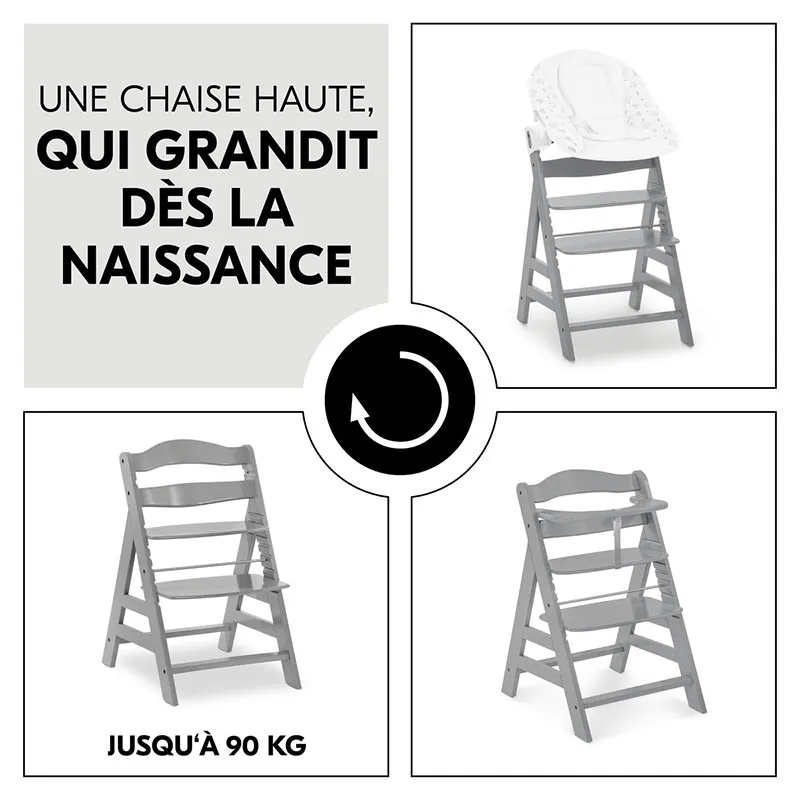 Chaise-haute Alpha+ + Transat Alpha Bouncer 2en1 + Tablette Grise - 0m+-11