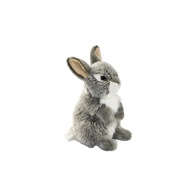 Peluche Lapin gris assis Anima - 17cm-1