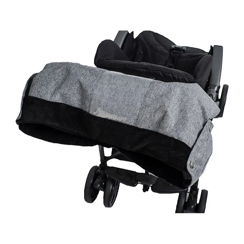 Protège-mains poussette avec support téléphone Polaire - Gris Clair/Blanc-3