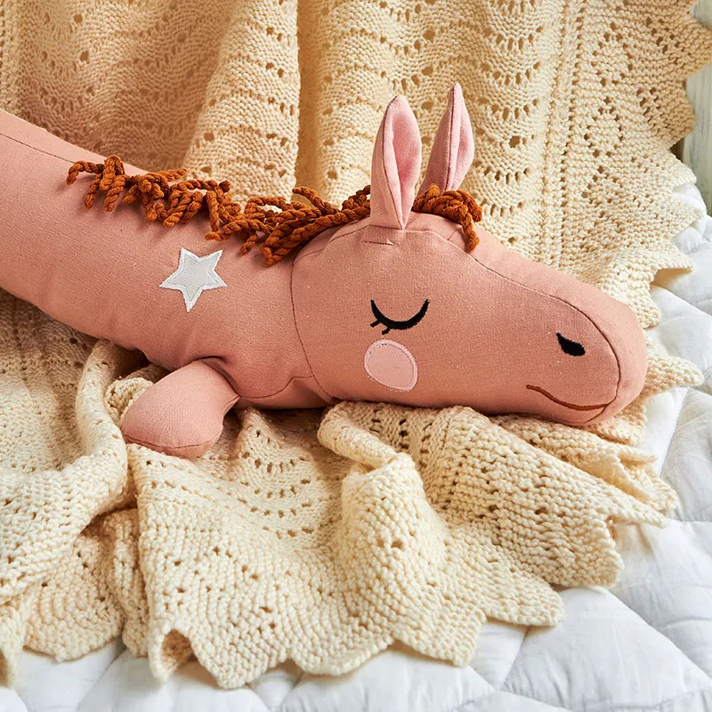Peluche Coton BIO Cheval câlin Rose - 45cm-2