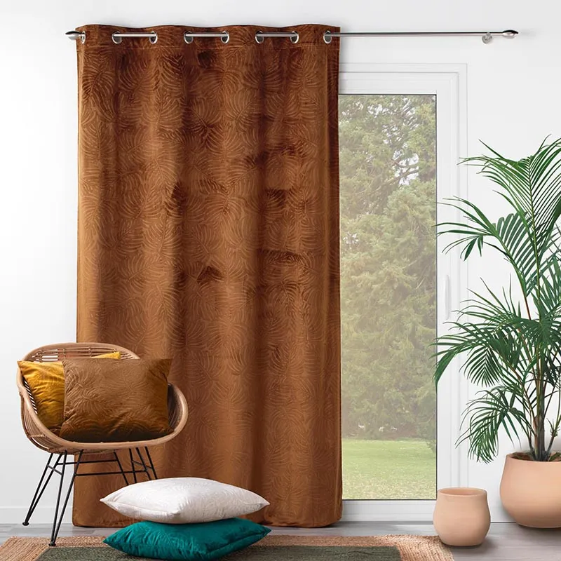 Rideau à oeillets Analia Camel - 140x240cm-1