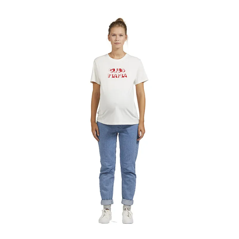 T-shirt MC de grossesse/allait Club Mama - Blanc-2