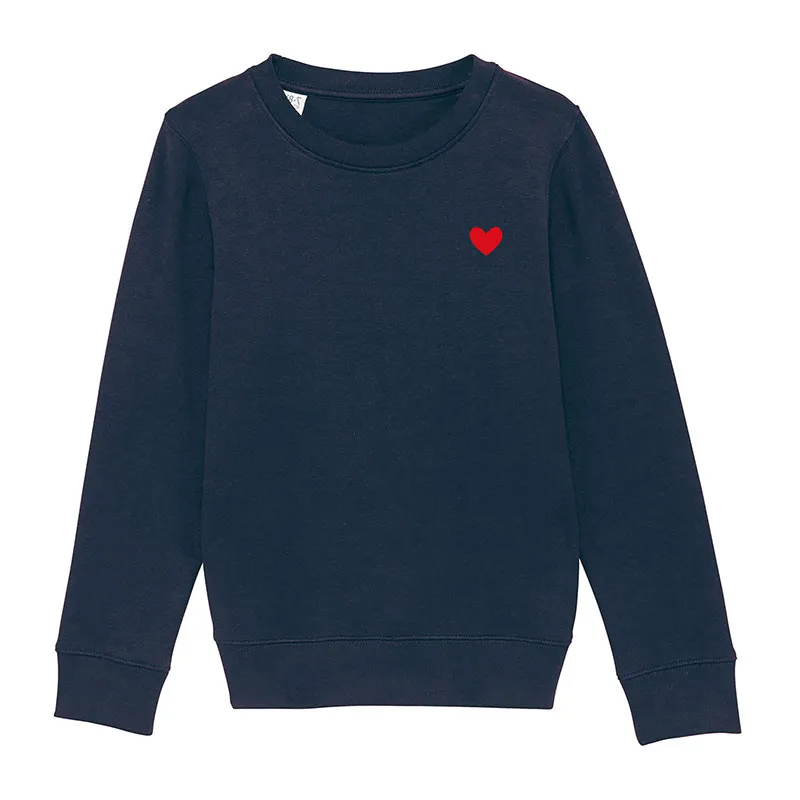 Sweat Fille Dessin petit coeur - Navy-0