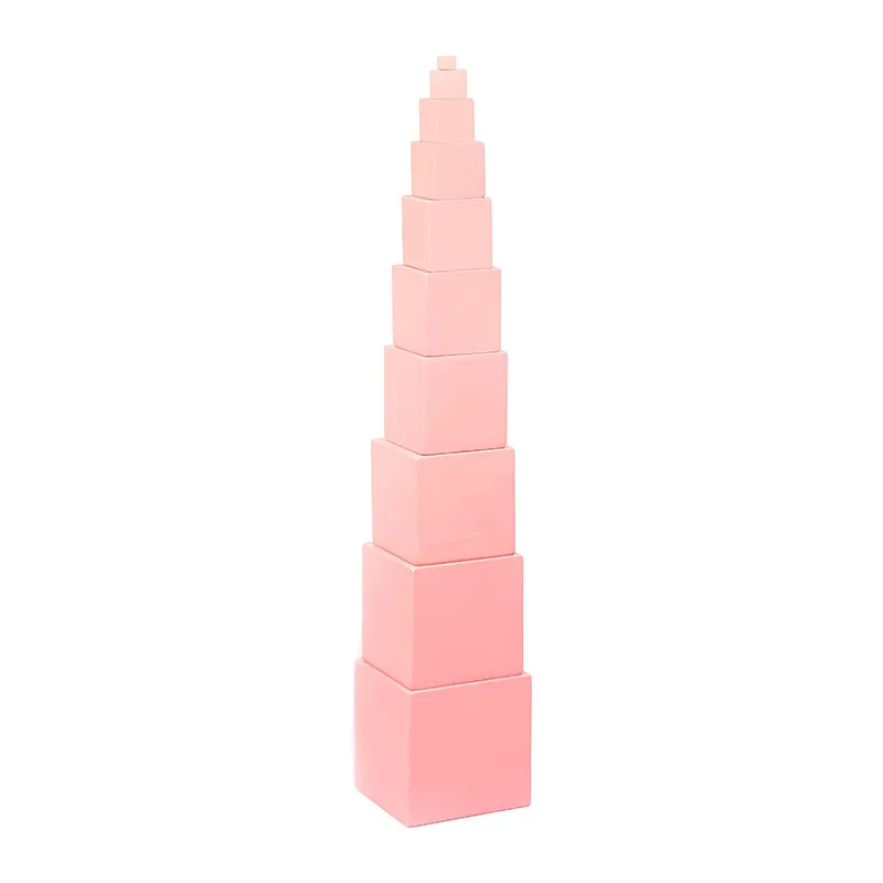 Tour 10 cubes Rose Montessori Bois - 36m+-0