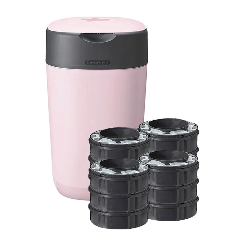 Poubelle à couche Twist & Click + 13 recharges - Rose-0