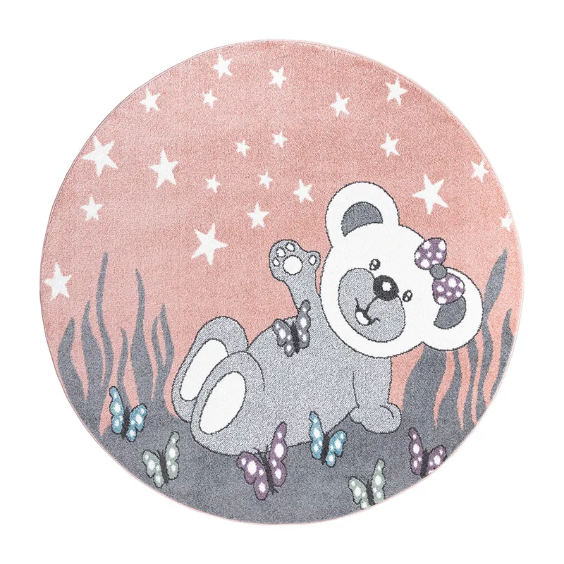 Tapis rond Anime ourson Rose - Plusieurs dim. dispos-1