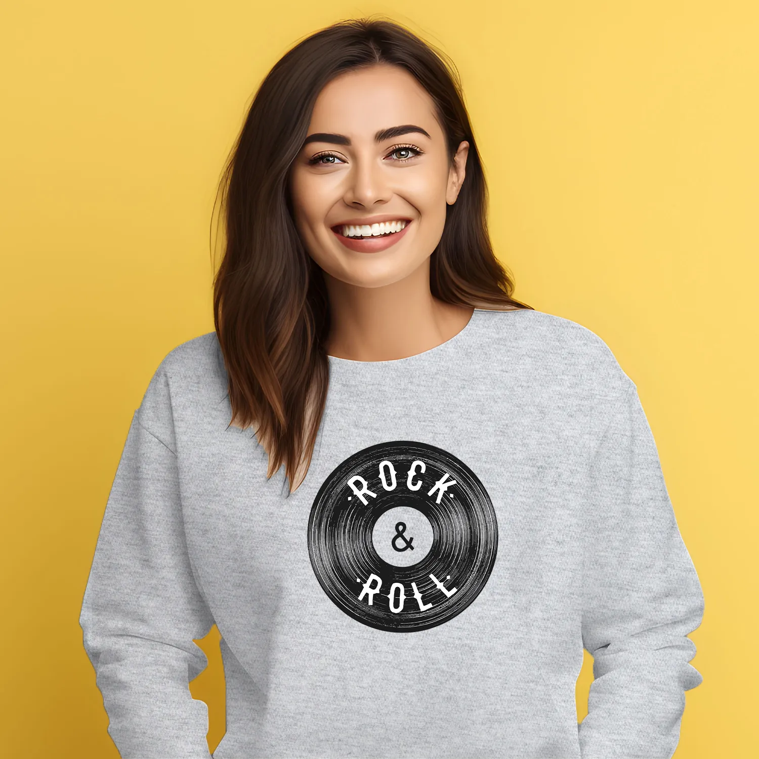 Sweat Femme Rock & roll - Gris chiné-0