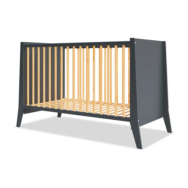 Lit Bébé évolutif Timeo Gris/Bois - 60x120cm-1