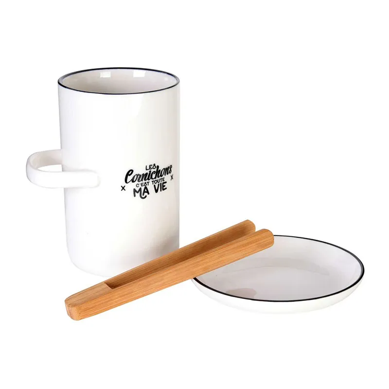 Pot à cornichon av. Soucoupe & Pince - 600ml-3