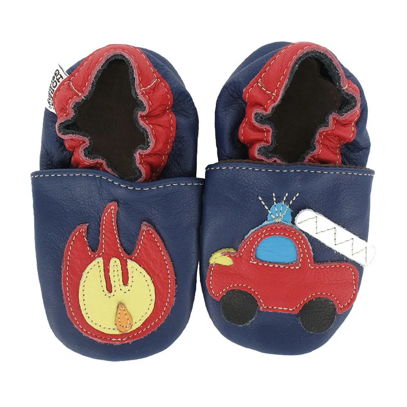 Chaussons cuir Pompier - Bleu-0
