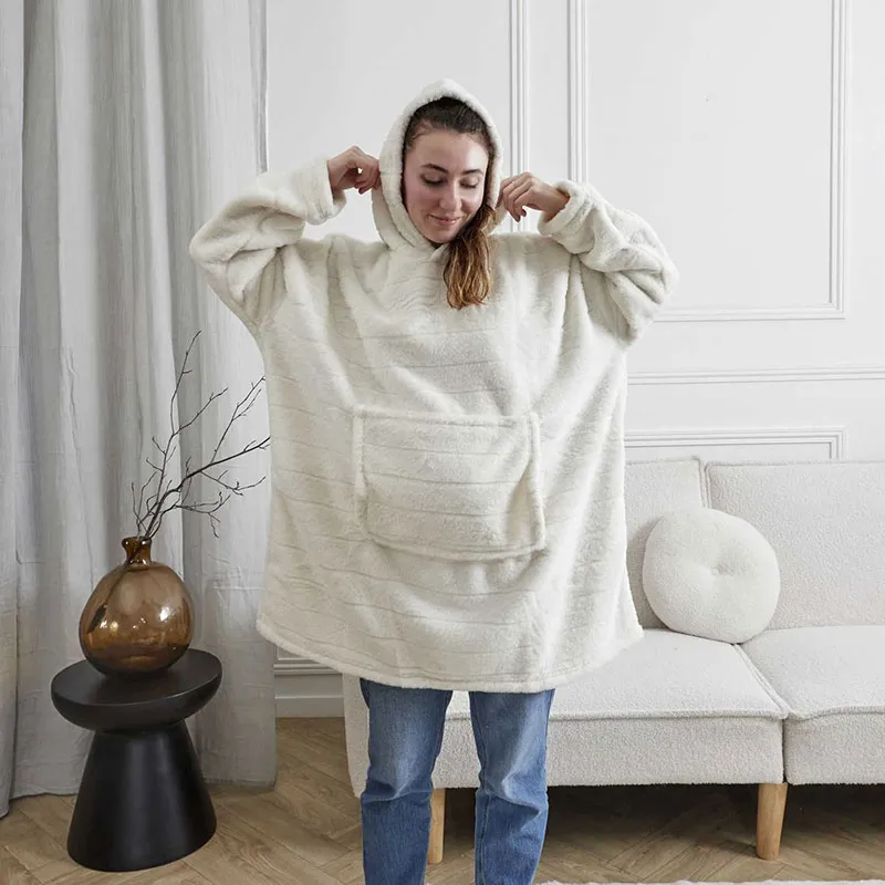Plaid sweat fausse fourrure Blanc - TU-1