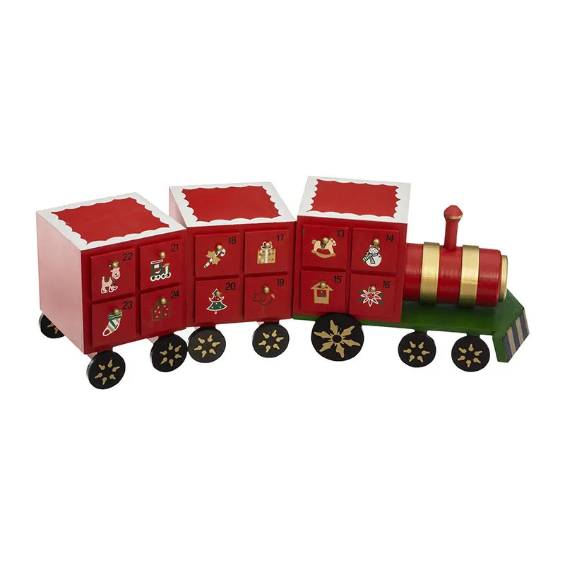 Calendrier de l'avent Train Bois - 14,3x11,5x44,5cm-1